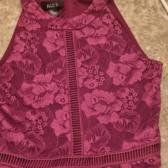 ALLY B. Girls' Burgundy Floral Tapestry lined Party Dress Size 16 - Picture 6 of 9